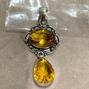 🍋🍋LEMON QUARTZ IN sterling silver pendant